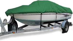 100% Waterproof Boat Cover, Heavy Duty Boat Cover, 210D Tear Resistant Boat Canvas, Tarps with Windproof Straps. Fit for V-Hull, Tri-Hull, Bass Boat, Fish & Ski Boat,12x14FT：450 * 230CM