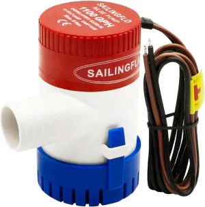 12V Bilge Pumps for Boats,Non-Automatic Bilge Water Pump,Submersible Boat Accessories,Electric Marine 1100GPH Pump Waterproof Reset (Red, 1100GPH)