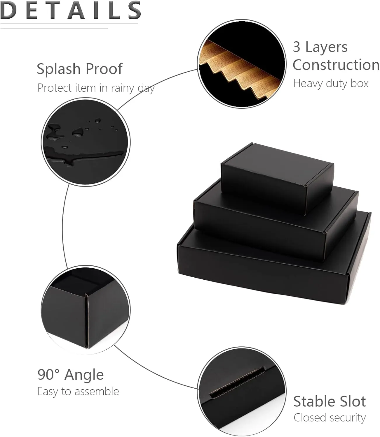 12x9x4" Black Shipping Boxes - 20 Pack Corrugated Cardboard Mailing Box for Small Business, Tab Locking Literature Mailer Packaging Supplies for Packing Book Gifts Craft