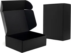 12x9x4" Black Shipping Boxes - 20 Pack Corrugated Cardboard Mailing Box for Small Business, Tab Locking Literature Mailer Packaging Supplies for Packing Book Gifts Craft
