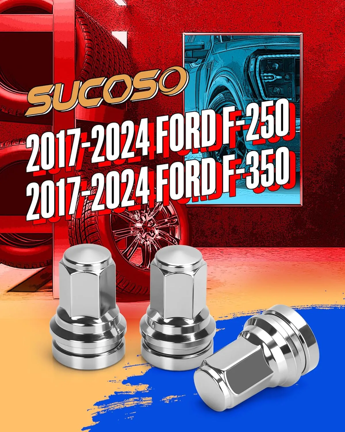 14x1.5 Ford OEM Lug Nut, Mag Seat One-Piece Stock Design Wheel Lug Nut with Washer Fit 2017-2024 Ford F-250 F-350 Factory Wheel Trucks,32Pcs Chrome Centered Round HCPZ-1012-B HCPZ-1012-A Replacement