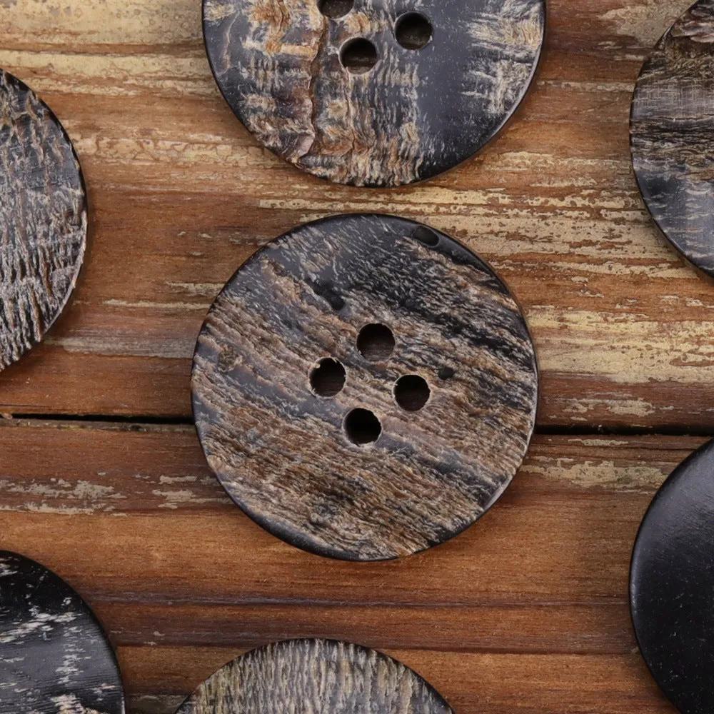 18L-40L Black Flat Irregular Textured Rustic Horn Buttons 30 Pack (6 Sizes)