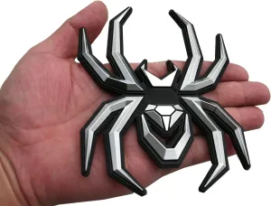 1pc Custom New Spider Emblems 3D Fender Rear Door Badges Sticker Replacement for F-150 Silverado Sierra RAM Black Widow Edition (Chrome)