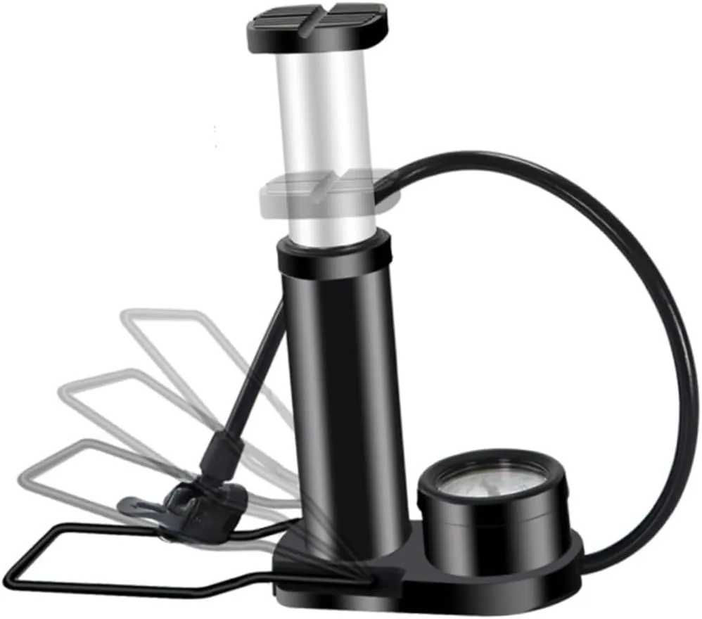 1Pc Mini Foot Pedal Tire Pump with Barometer High Pressure Portable Air Pump for Bikes Multi Purpose Inflator for Home Use Durable Design Easy to Carry Black