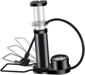 1Pc Mini Foot Pedal Tire Pump with Barometer High Pressure Portable Air Pump for Bikes Multi Purpose Inflator for Home Use Durable Design Easy to Carry Black