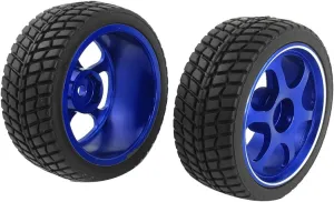 2 Pcs Electrical equipment 1/10 RC Flat Racing Car Wheel Rim Tyre Complete 67mm Dia Blue Black