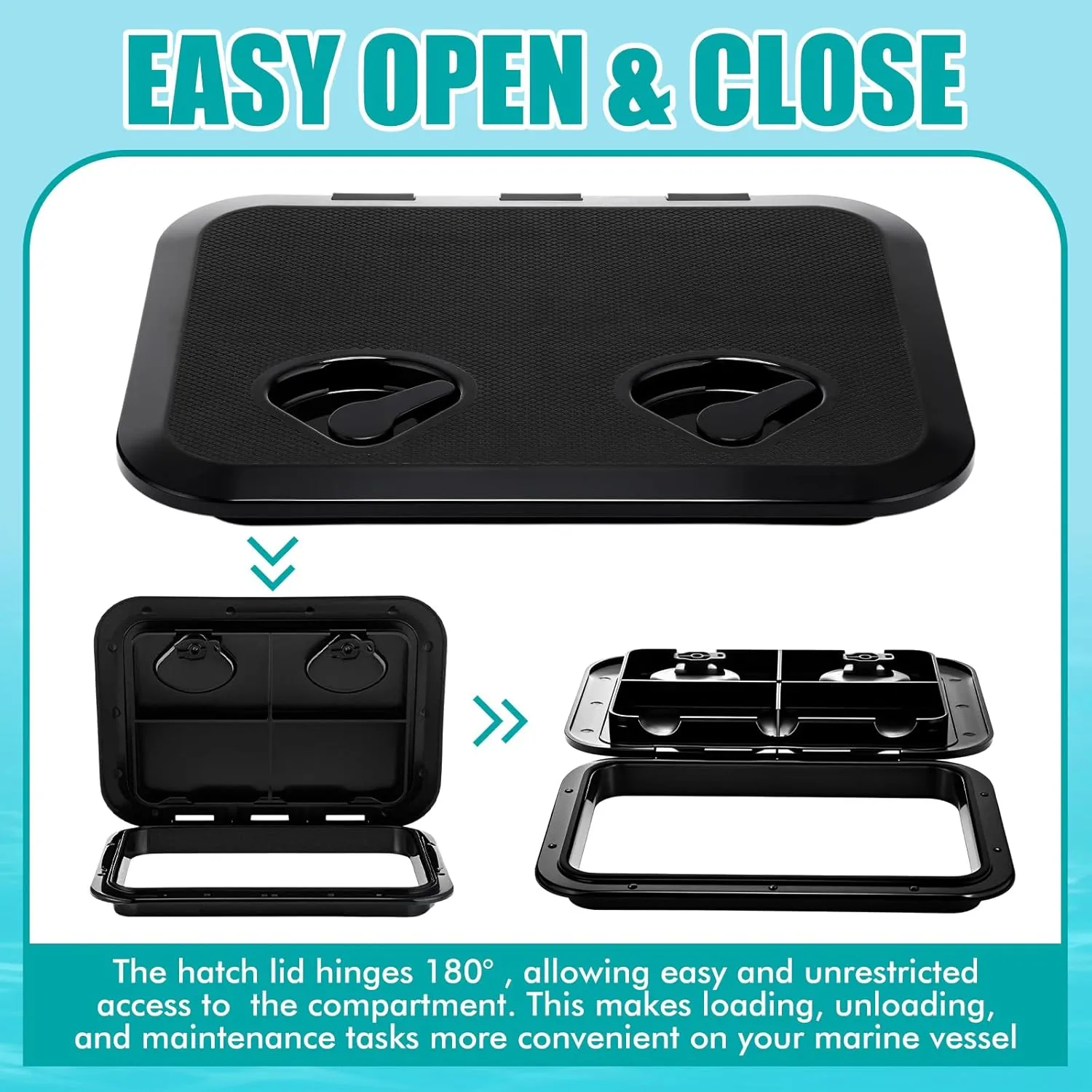 2 Pcs Marine Deck Access Hatch Rectangle Boat Deck Hatch & Lid with 20 Screws Non Slip Surface for Marine Yacht RV Truck Vent Accessories