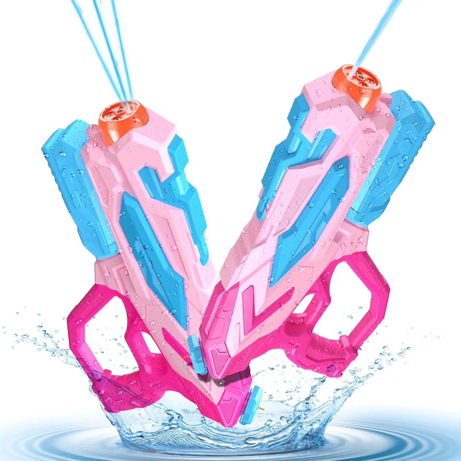 2 PCS Water Gun for Kids, Super Squirt Guns Water Soaker Blaster - 4 Shooting Modes Switch - 26 Ft Long Shooting Range - Summer Water Toys Gun for Boys Girls Adults Outdoor Pool/Garden - Pink