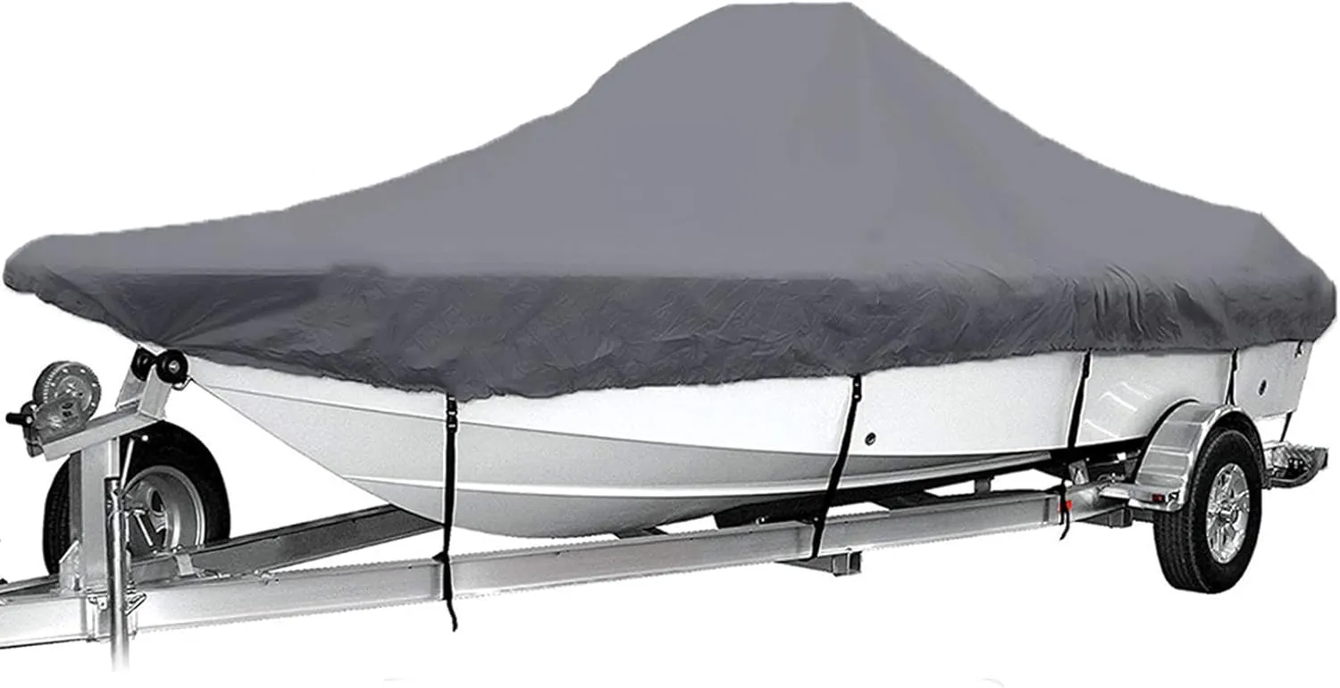 20-22ft Heavy Duty Waterproof Boat Cover 600d Sun Protection Tear-Resistant Large Boat Cover Speedboats, Fishing Ski Boats Towable Boat Cover
