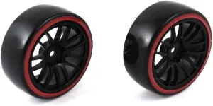 2pcs Black Electrical equipment Red 1:10 RC Model Flat Racing Car Truck Wheel Rim Tyre 64mm Dia