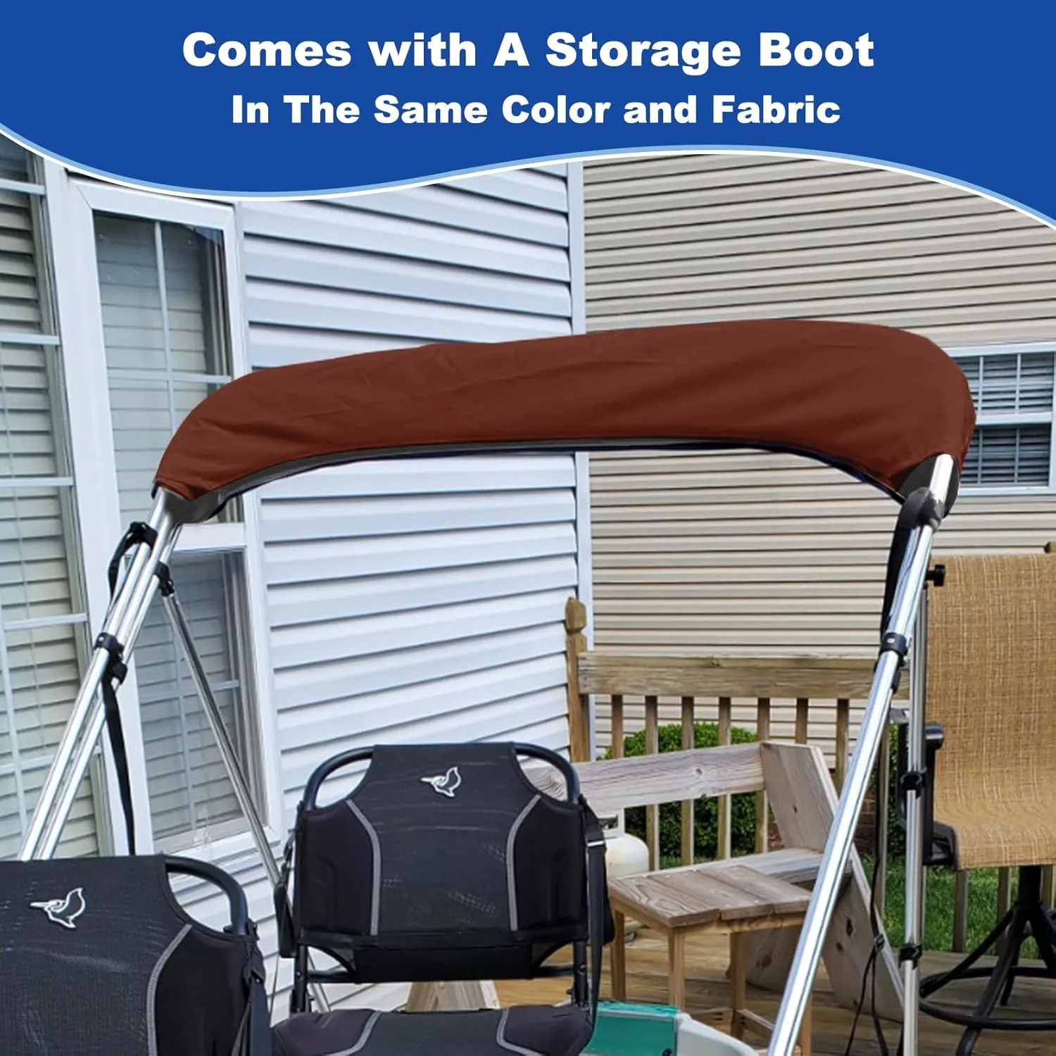3 Bow Bimini Top Replacement Canvas for Boat with Light Hole and Storage Boot, Easy Install Zipper Sleeves, Heavy Duty Waterproof, 900D Marine Sun Shade Boat Canopy Without Frame, 6'L 54"-56"W Claret