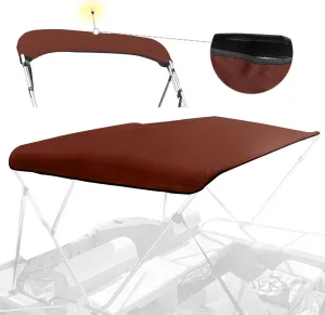 3 Bow Bimini Top Replacement Canvas for Boat with Light Hole and Storage Boot, Easy Install Zipper Sleeves, Heavy Duty Waterproof, 900D Marine Sun Shade Boat Canopy Without Frame, 6'L 54"-56"W Claret