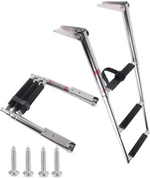 3 Step Stainless Steel Telescoping Boat Ladder Swim Step, 900 Pound Capacity for Marine Yacht