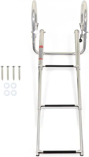 3 Steps Telescoping Ladder Boat Ladder Folding Dock Ladder Stainless Steel Replacement for Marine Boat Yacht Swimming Pool