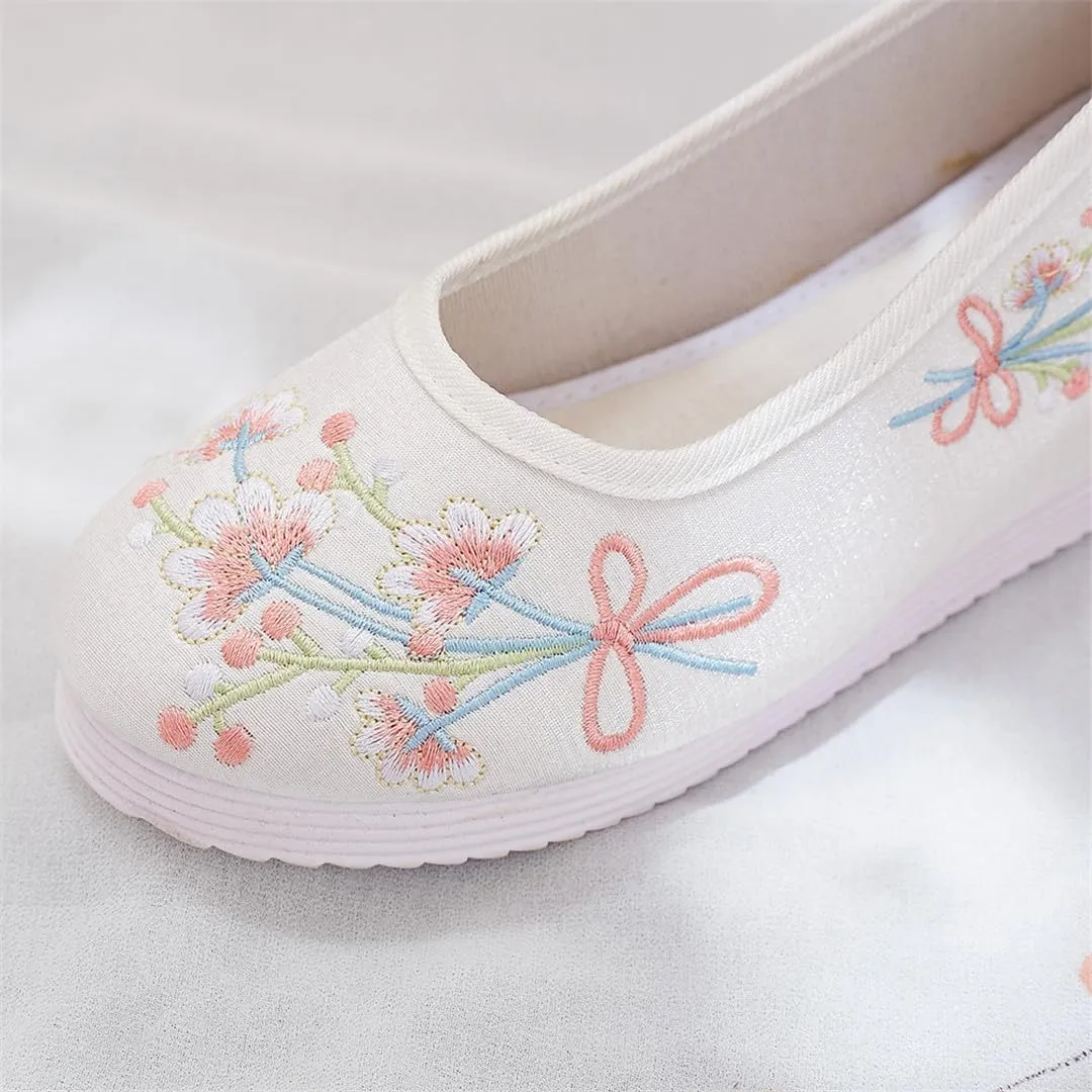 3Cm Hidden Wedges Women Cotton Hanfu Shoes Retro Cosplay Costume Platforms Chinese Embroidered Shoes