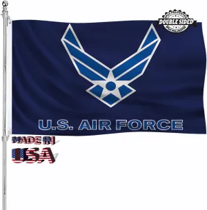 3x5 US Air Force Wings Military Flag Outdoor Double Sided Heavy Duty USAF Wings Flags 3 Ply Thick Polyester Material with 2 Metal Grommets 4 Rows of Stitching United States Airforce Wing Flags