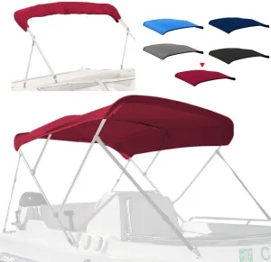 4 Bow Marine Grade Fade and Crack Resistant Bimini Top Replacement Cover,Heavy-Duty Waterproof and UV-Proof Boat Canopy,Easy Install Zipper Sleeves Boat Awning/Without Frame,Burgundy