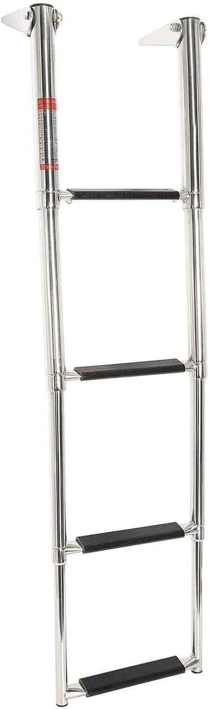 4 Step Telescoping Swim Marine Boat Ladder Stainless Pontoon Ladders, Extendable Dock Ladder for a Pontoon, Max. Load 900 Pound Capacity Marine Telescoping Ladder for Boat