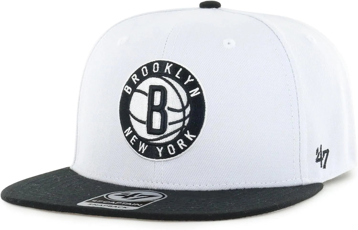 '47 Brooklyn Nets Two Tone No Shot Captain Adjustable Snapback Hat White/Black
