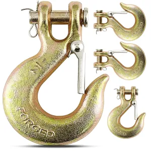 4Pack 1/2'' Heavy Duty Chain Hook, Forged Steel G70 Clevis Grab Hook with Safety Latch for Trailer Truck Transport Chain, 22000LBS Capacity for Heavy Load