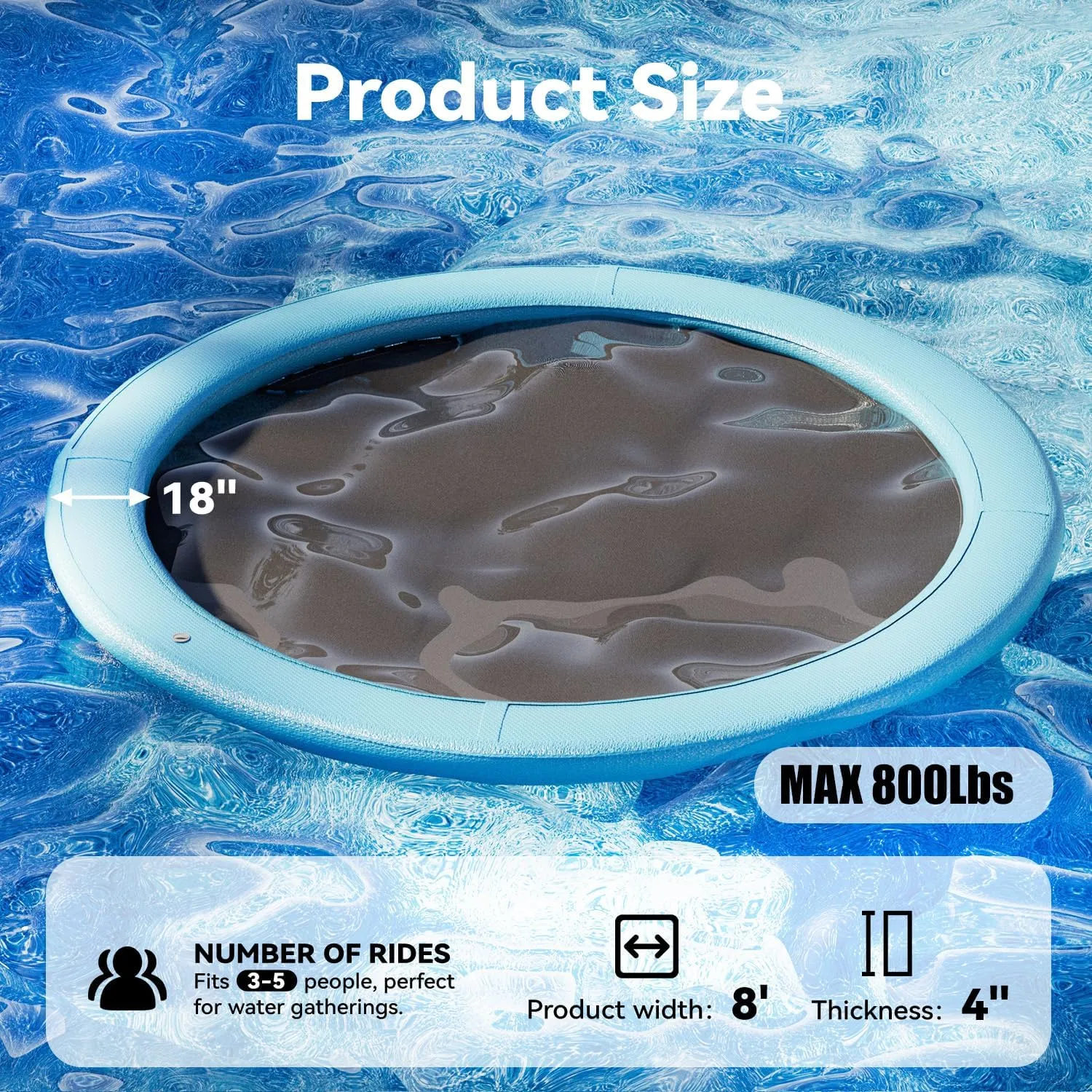 6Ft-12Ft Inflatable Dock Floating Platform, Inflatable Tanning Pool Sunchill Float Ring, Heavy Duty Water Hammock Floats for Adults,Floating Island for Lake Pool Beach Party