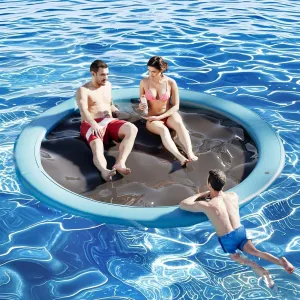 6Ft-12Ft Inflatable Dock Floating Platform, Inflatable Tanning Pool Sunchill Float Ring, Heavy Duty Water Hammock Floats for Adults,Floating Island for Lake Pool Beach Party