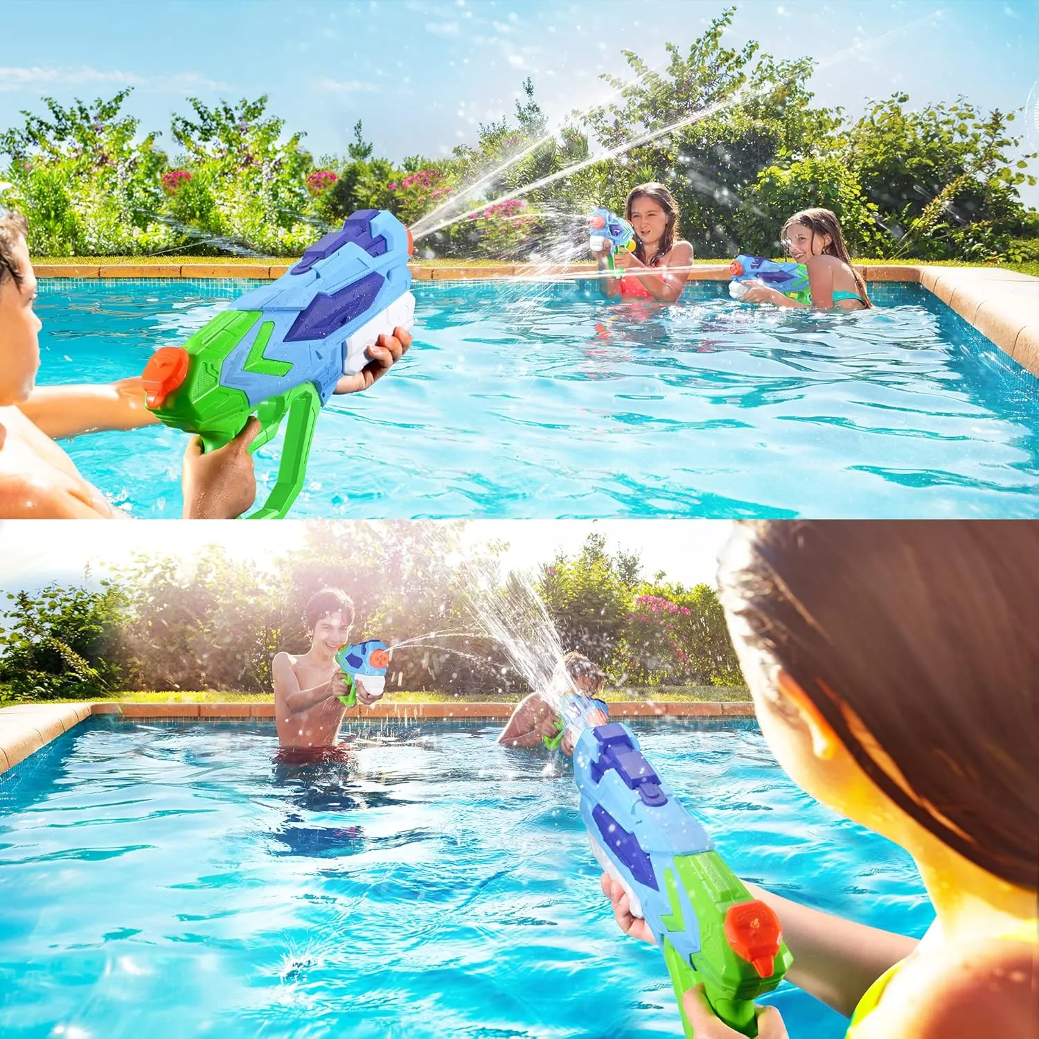 Acesfun Water Gun for Kids - Quick Soaking Pump, Long Range, 4 Shooting Modes, No-slip Handle, Leak-free Design, Safe Material, Great Gifts