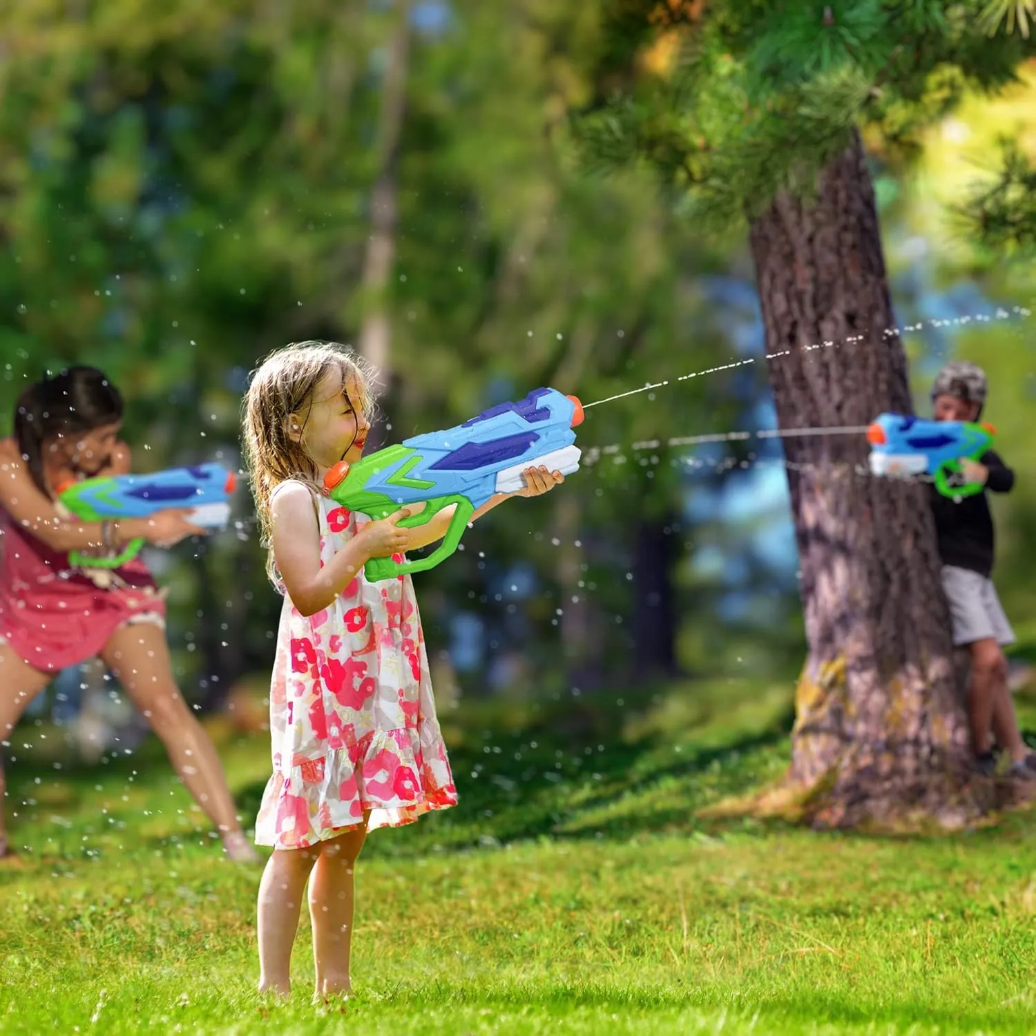 Acesfun Water Gun for Kids - Quick Soaking Pump, Long Range, 4 Shooting Modes, No-slip Handle, Leak-free Design, Safe Material, Great Gifts