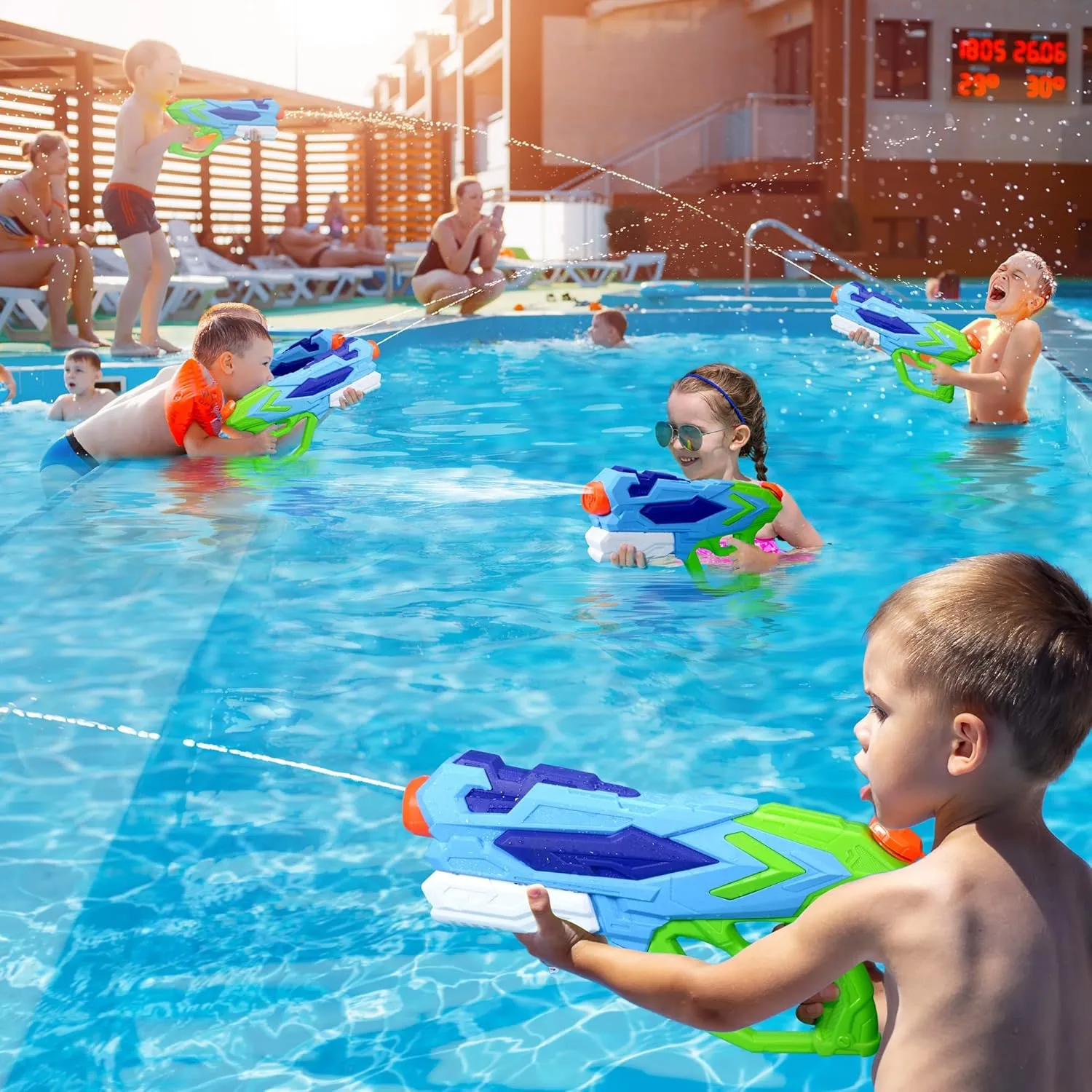Acesfun Water Gun for Kids - Quick Soaking Pump, Long Range, 4 Shooting Modes, No-slip Handle, Leak-free Design, Safe Material, Great Gifts