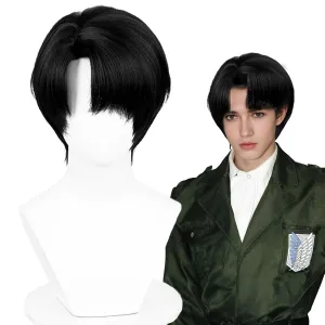 Aicos Short Black Anime Cosplay Wigs for Men Black Side Part Wig with Bangs for Halloween Costume Party Daily Use
