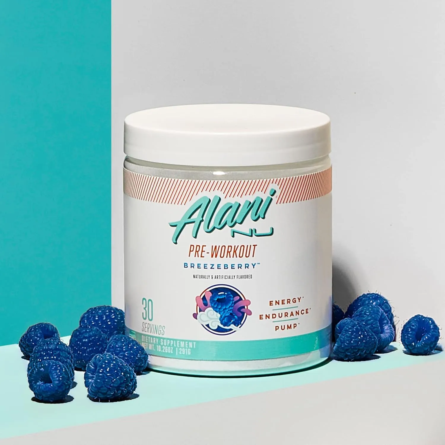 Alani Nu Pre Workout Powder BREEZEBERRY, Amino Energy Boost, Endurance Supplement, Sugar Free, 200mg Caffeine, L-Theanine, Beta-Alanine, Citrulline, 30 Servings