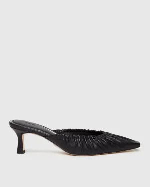 Alice Heeled Mule - Black