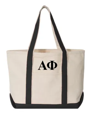 Alpha Phi Black Boat Tote - Medium