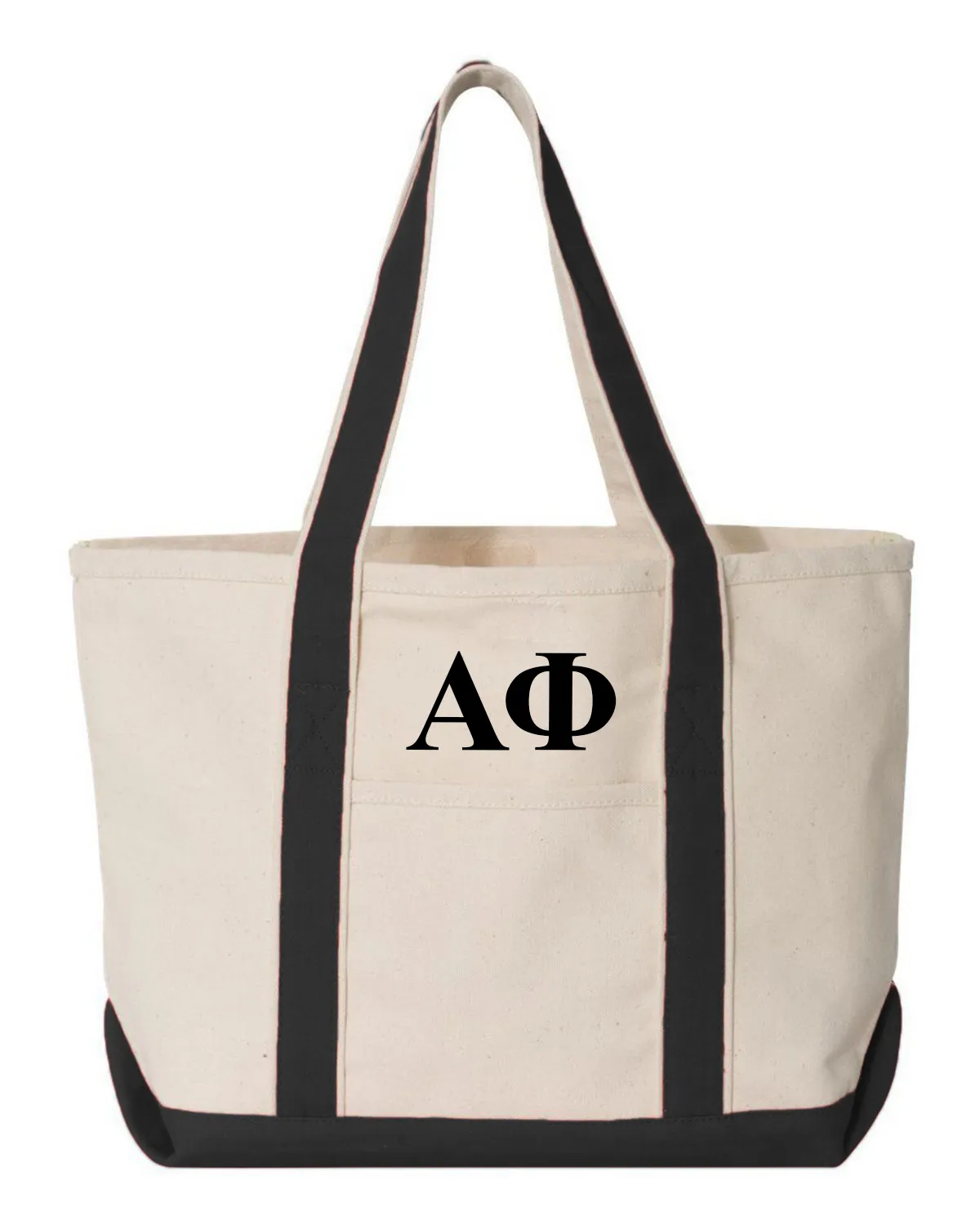 Alpha Phi Black Boat Tote - Medium