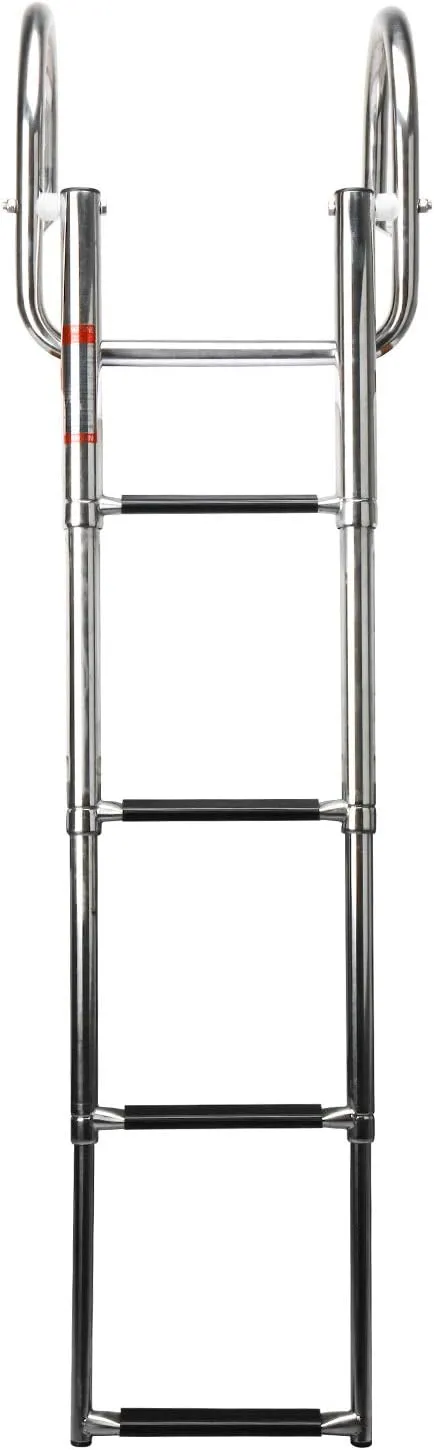 Amarine Made 4 Steps Boat Ladder Folding Pontoon Boat Ladder Stainless Steel Telescoping Dock Ladder 550lbs Capacity for Marine Swimming Pool Lake
