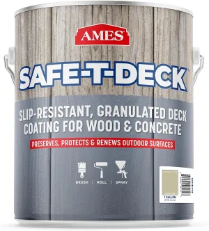 Ames Safe-T-Deck Granulated Formula Exterior Paint - 1 Gallon Khaki Tan Paint - Great for Porches, Patios, Decks, Walkways and More - Made in The USA, 128 Fl Oz (Pack of 1), 1.00 Gallon (Pack of 1)