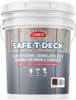 Ames Safe-T-Deck Granulated Formula Exterior Paint - 5 Gallon Coco Brown Paint - Great for Porches, Patios, Decks, Walkways and More - Made in The USA, 768 Fl Oz (Pack of 1)