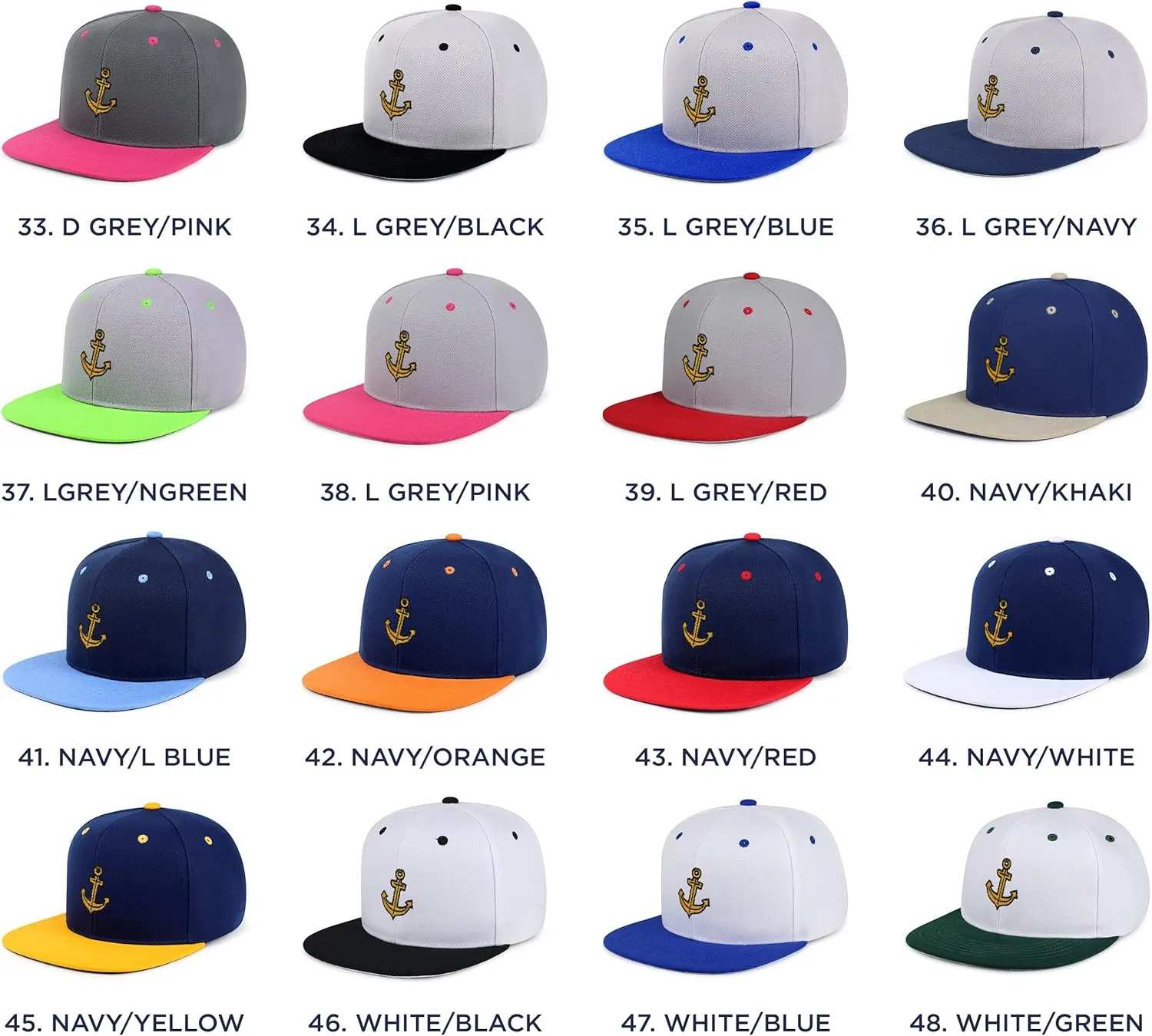 Anchor Hip-Hop Snapback Hat Embroidered Baseball Cap Boat Pirate