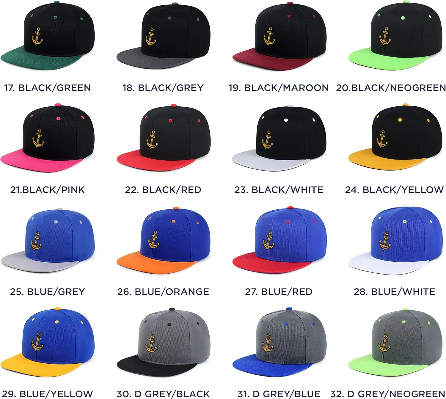 Anchor Hip-Hop Snapback Hat Embroidered Baseball Cap Boat Pirate