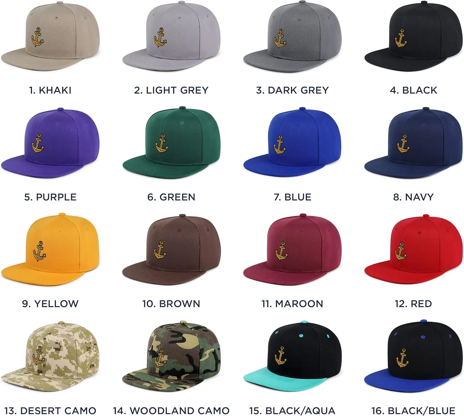 Anchor Hip-Hop Snapback Hat Embroidered Baseball Cap Boat Pirate