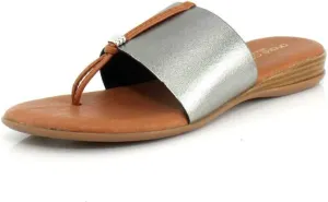 Andre Assous Womens Nice Elastic Pewter Slide - 11