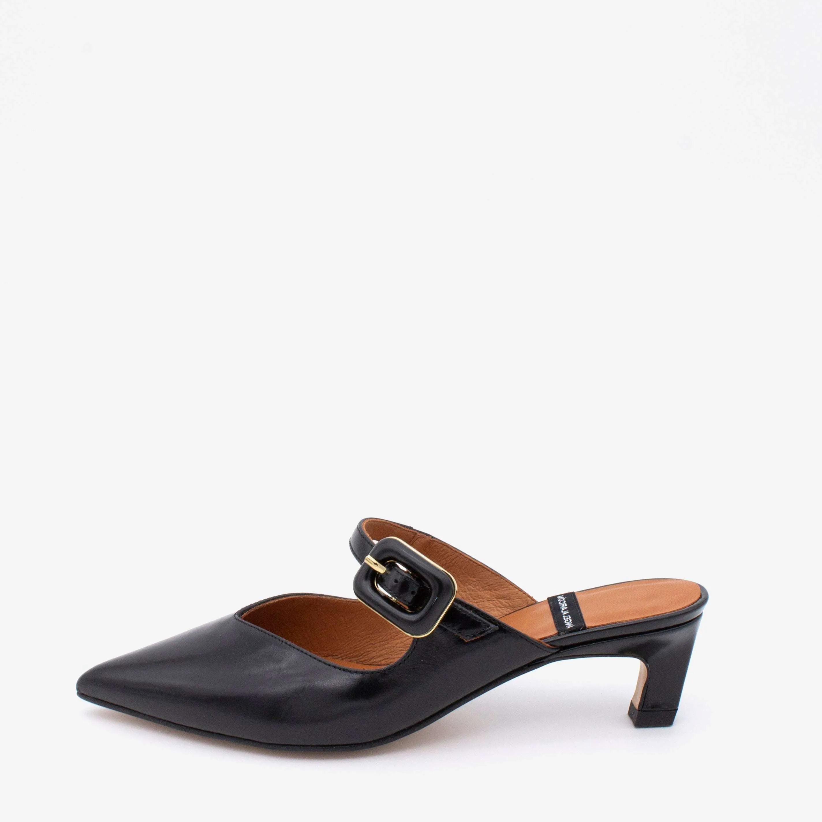 Angel Alarcon Black kitten Heel Mule||25051480B