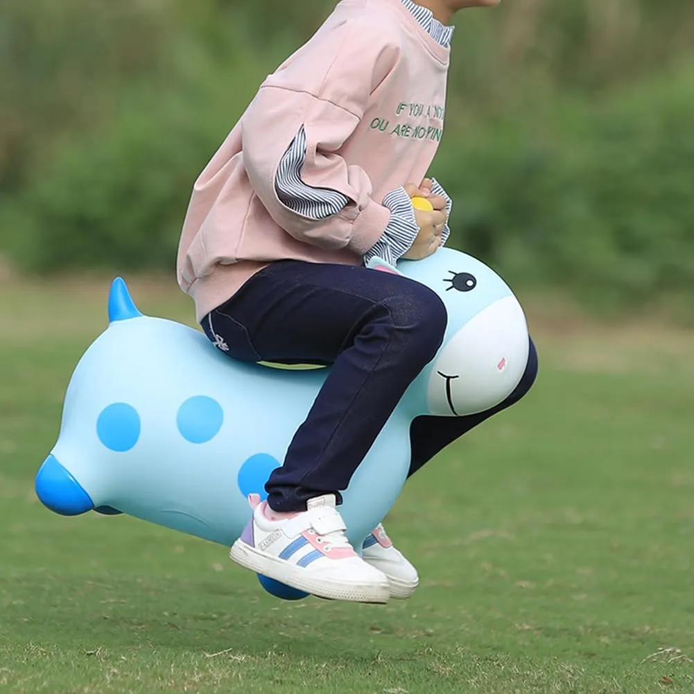 Animals Bouncy Horse Hopper Toys for Kids, Giraffe Jumping Inflatable Ride on Bouncer Hopping Gifts for Toddlers Boys Girls 4 5 6  Years Old with Pump (Yellow)