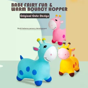 Animals Bouncy Horse Hopper Toys for Kids, Giraffe Jumping Inflatable Ride on Bouncer Hopping Gifts for Toddlers Boys Girls 4 5 6  Years Old with Pump (Yellow)