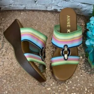 ANNE KLEIN Multi-Color Hadya Wedge Sandals 5.5M