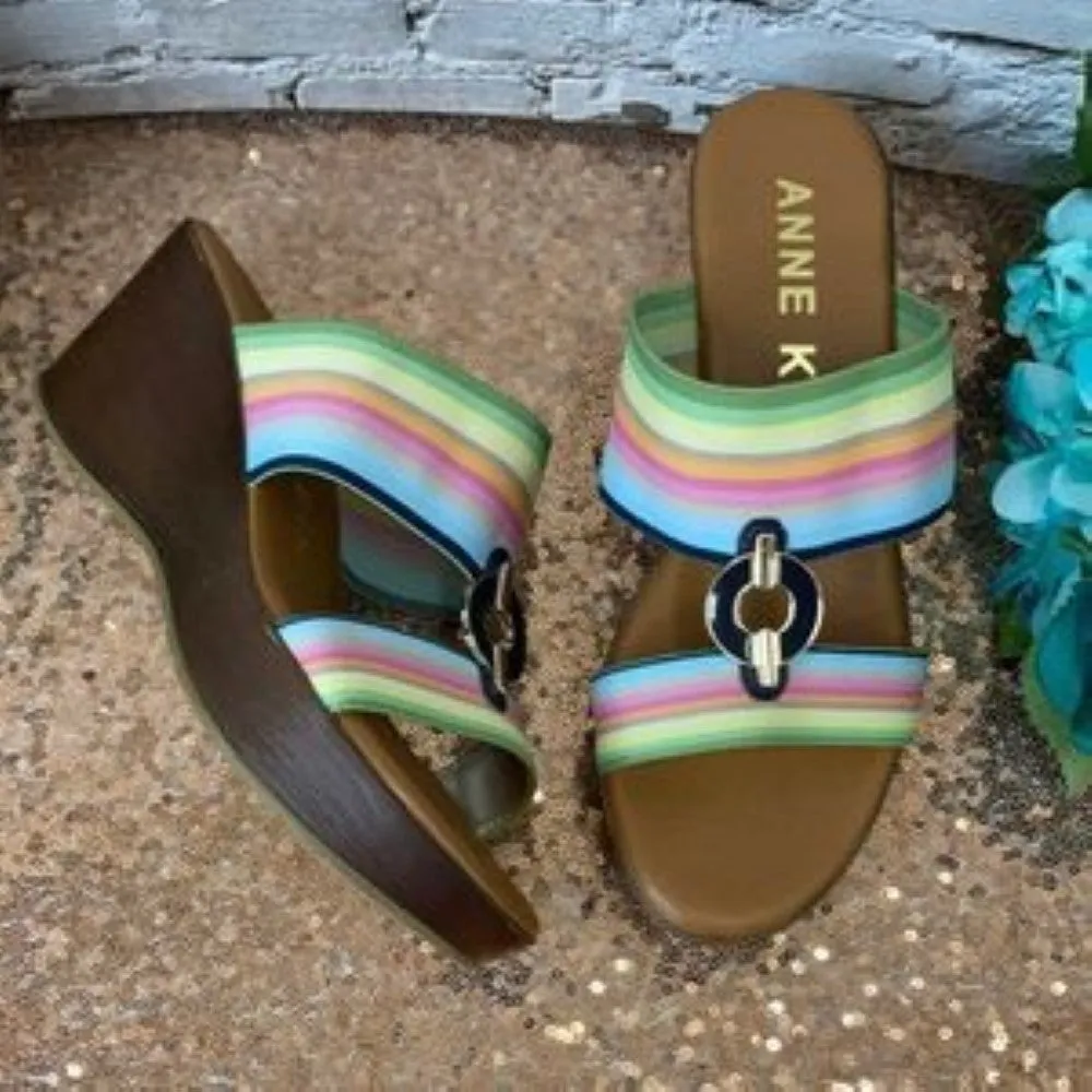 ANNE KLEIN Multi-Color Hadya Wedge Sandals 5.5M