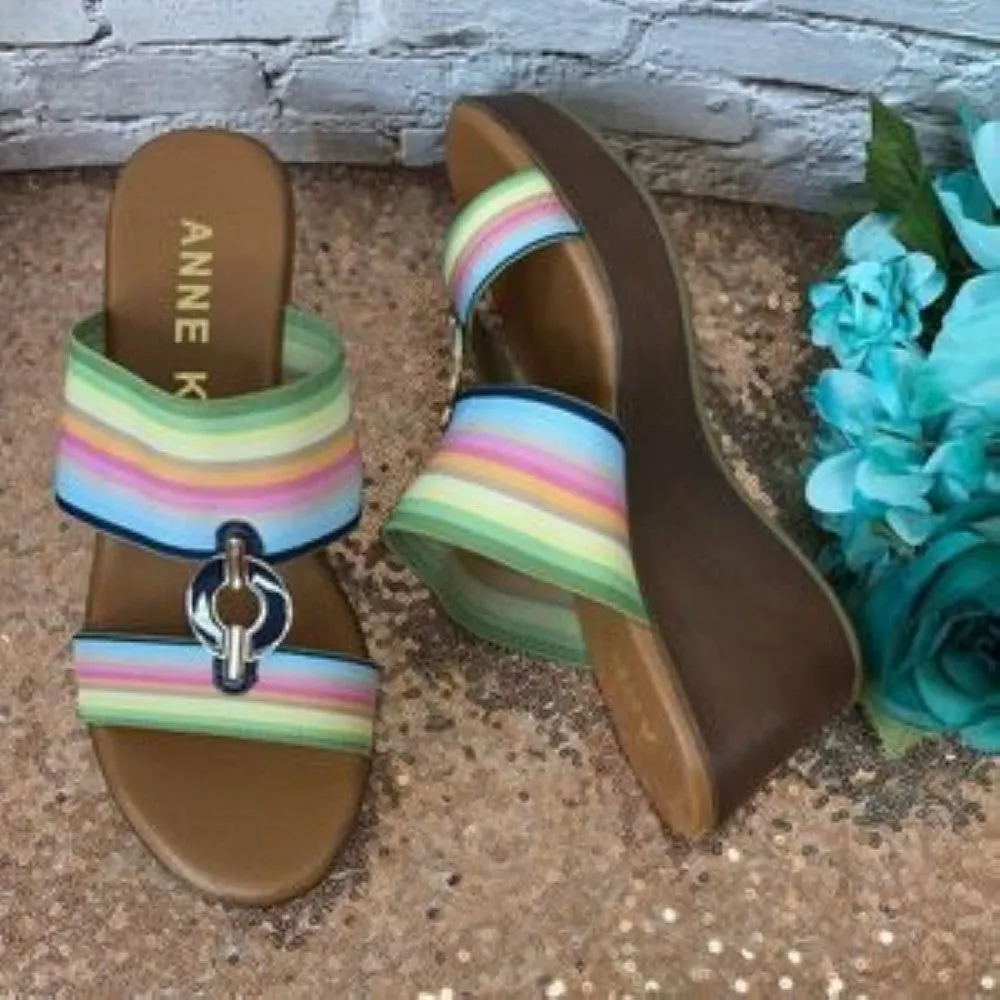ANNE KLEIN Multi-Color Hadya Wedge Sandals 5.5M