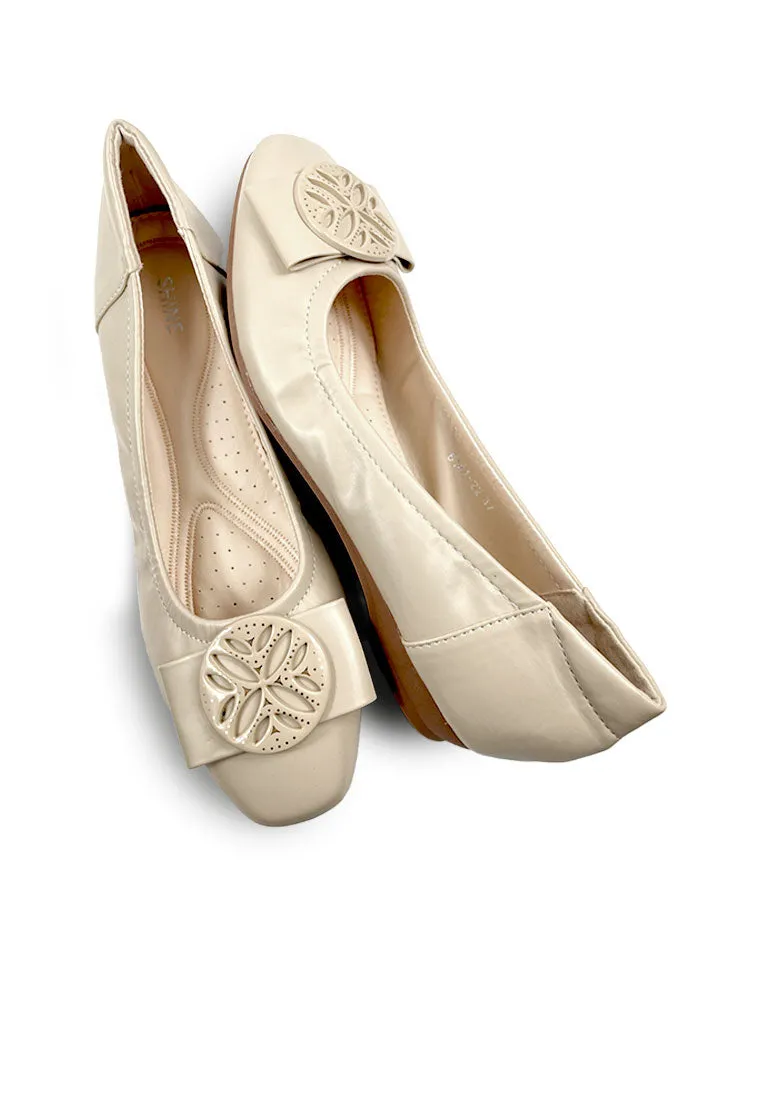 Appliques Embellished Buckle Ballet Flats
