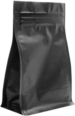 AwePackage 12 oz Resealable Zipper Box Pouch Coffee Bag with valve - Flat Bottom Pull Tab (50, Matte Black Wide)
