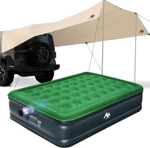 ayamaya Queen Air Mattress & Tailgate Tarp, Camping Mattress with Cordless Pump, Car Tarp 14x16 FT with 2 Poles